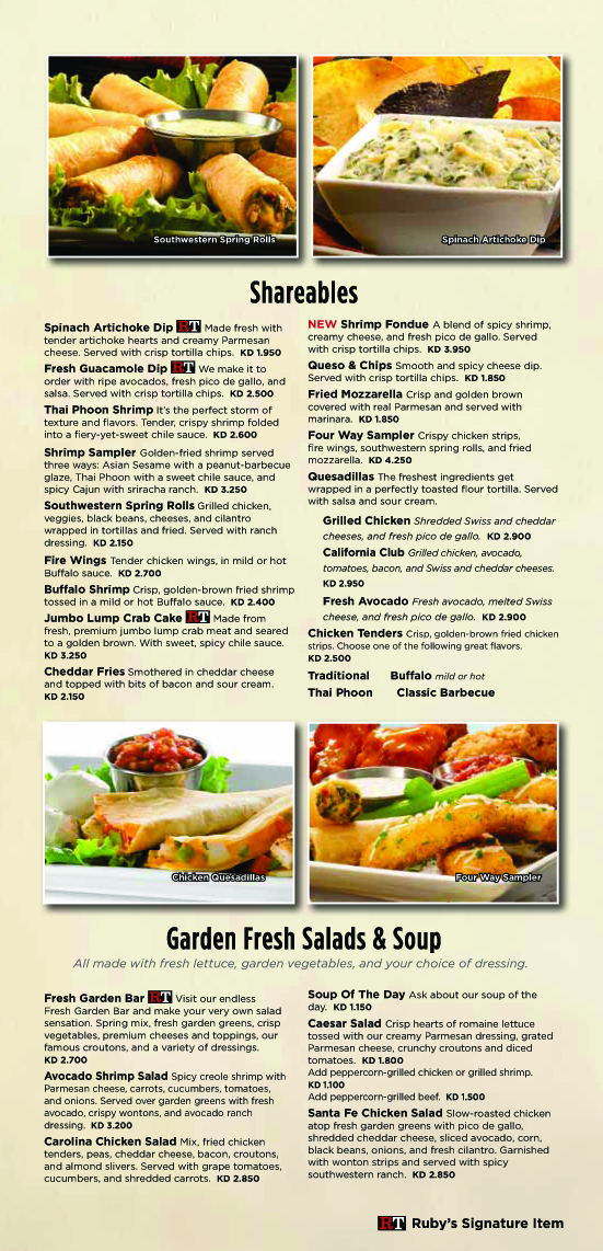 Ruby Tuesday Kuwait Home Delivery Menu Ruby Tuesday Kuwait